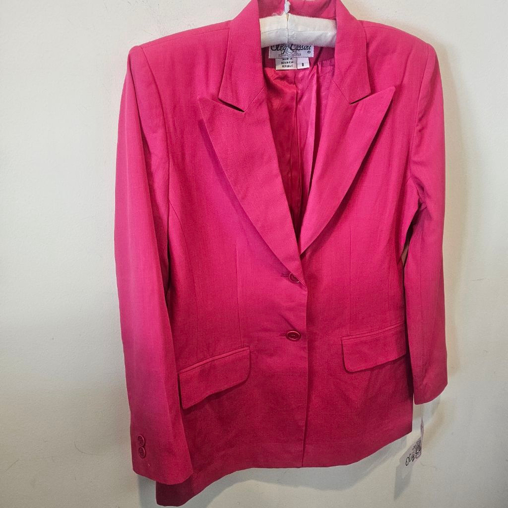 Women's Oleg Cassini NWT Vibrant Pink Blazer Jacket Size 8 - Picture 6 of 10